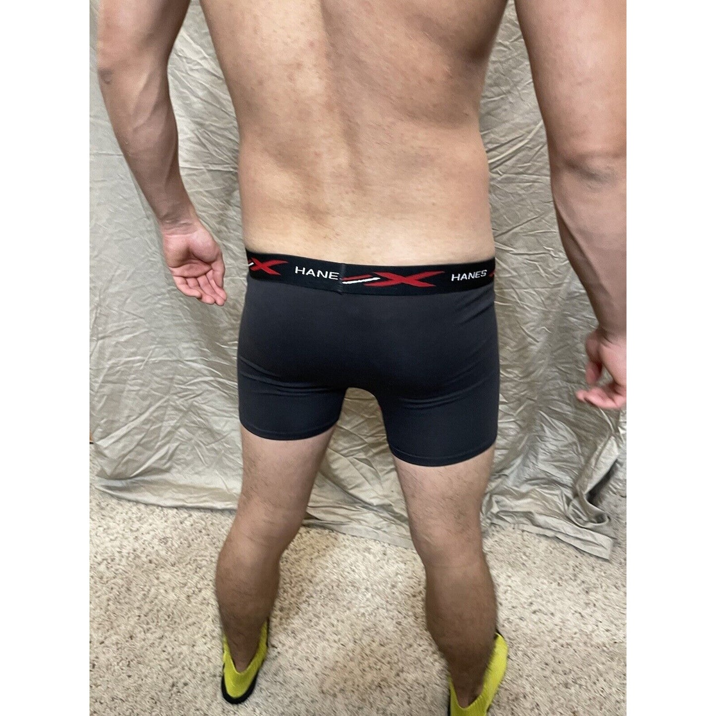 boy's youth large hanes x-temp black and red boxer briefs