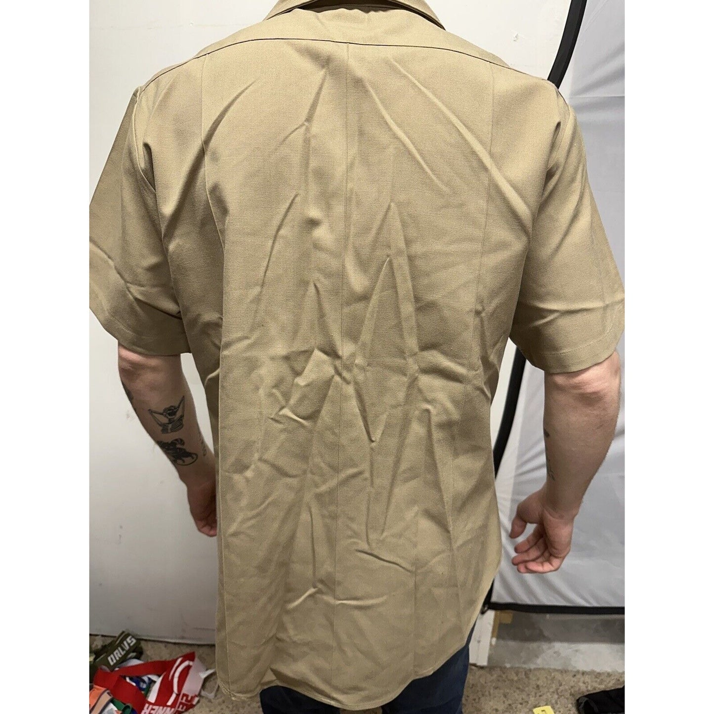 Men’s Military Usmc Flying Cross Large Button Up Uniform Khaki Shirt