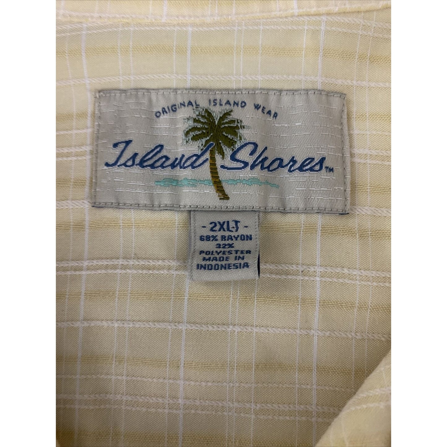 Island Shores Men's 2XL Yellow Plaid Button-down Camp Collar Short Sleeves Shirt