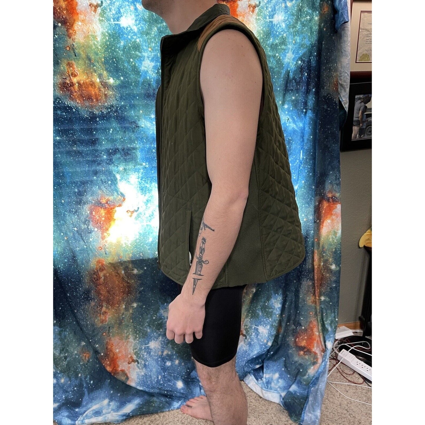 Men's Chaps Denim sleeveless vest brown and olive green Size 1X