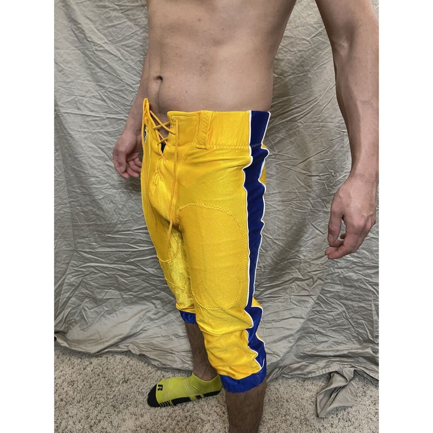 men's gold/yellow/blue russell athletics size 34 football pants