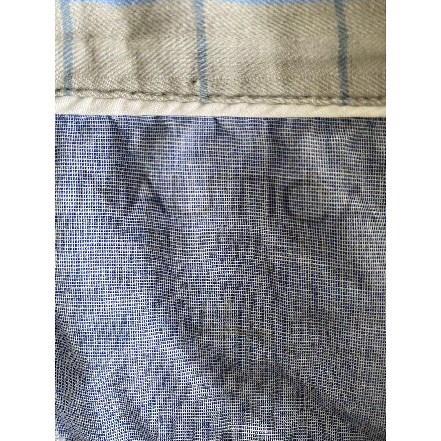 Nautica Sleepwear Gray Blue Plaid Men’s Large Cotton Button-down Shirt