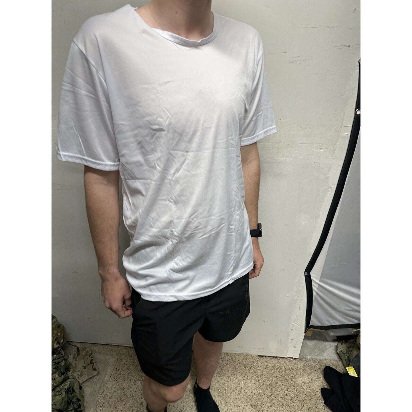 Men’s White Poly TKO Large Short Sleeve Workout Shirt