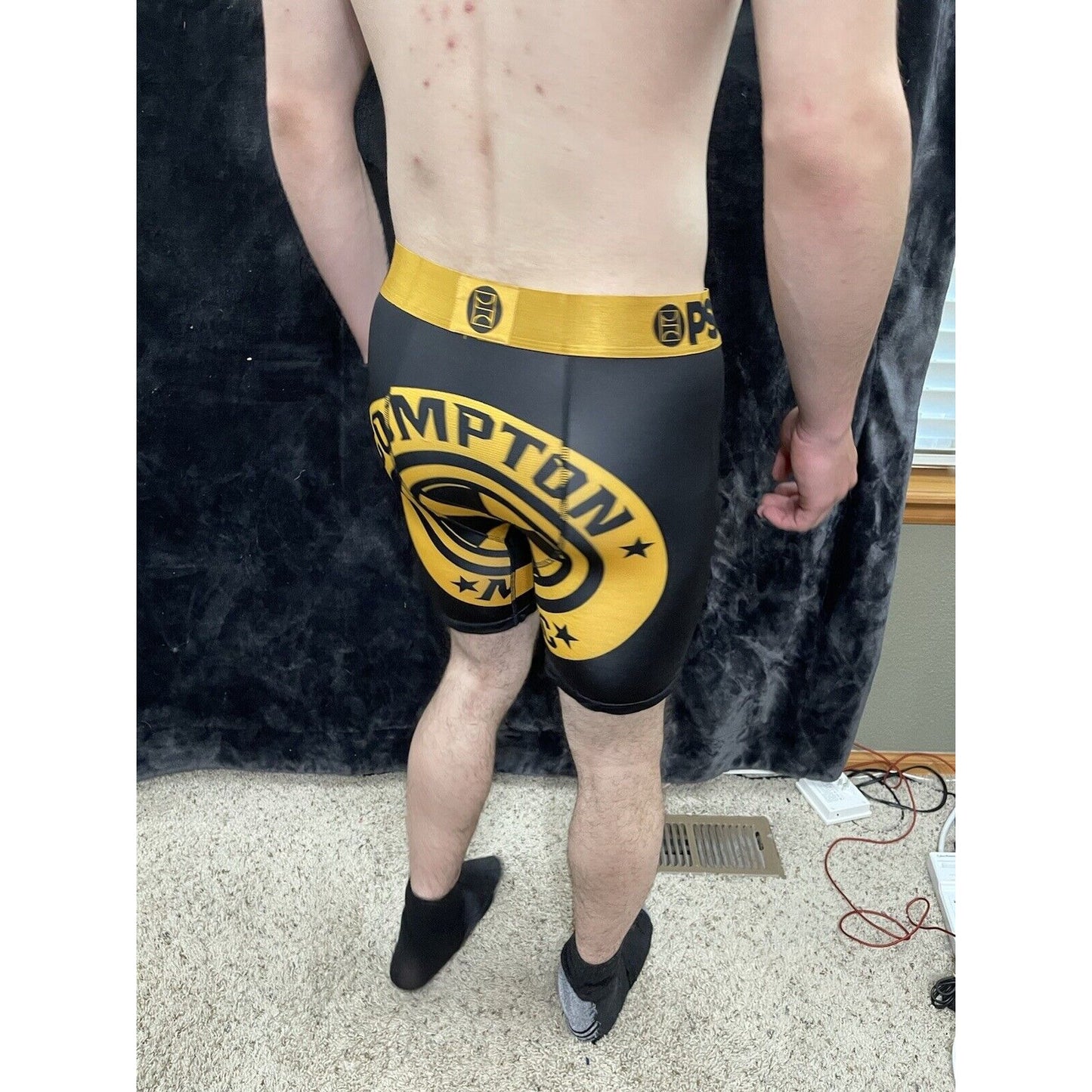 PSD Men’s Large Compton Magic Logo New Black And Gold Boxer Briefs