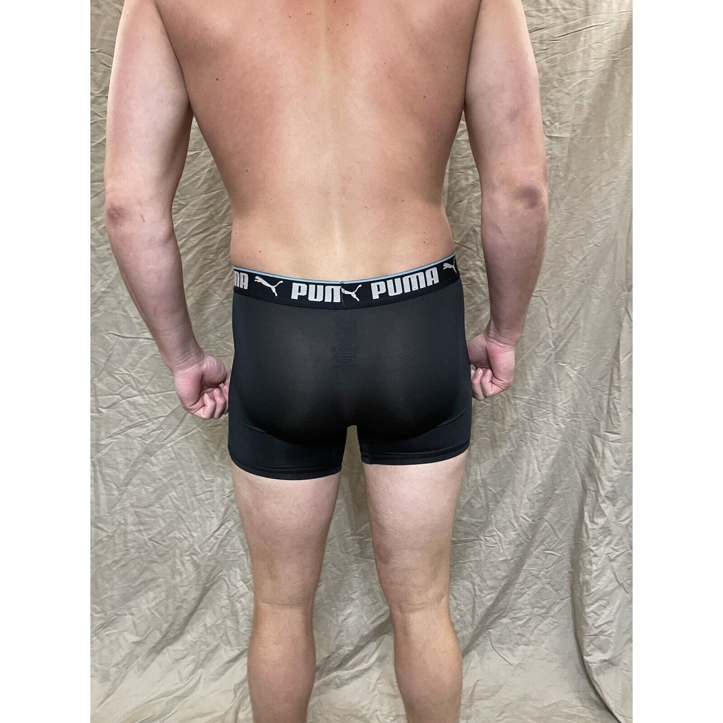 men's black puma compression boxer briefs athletic Large