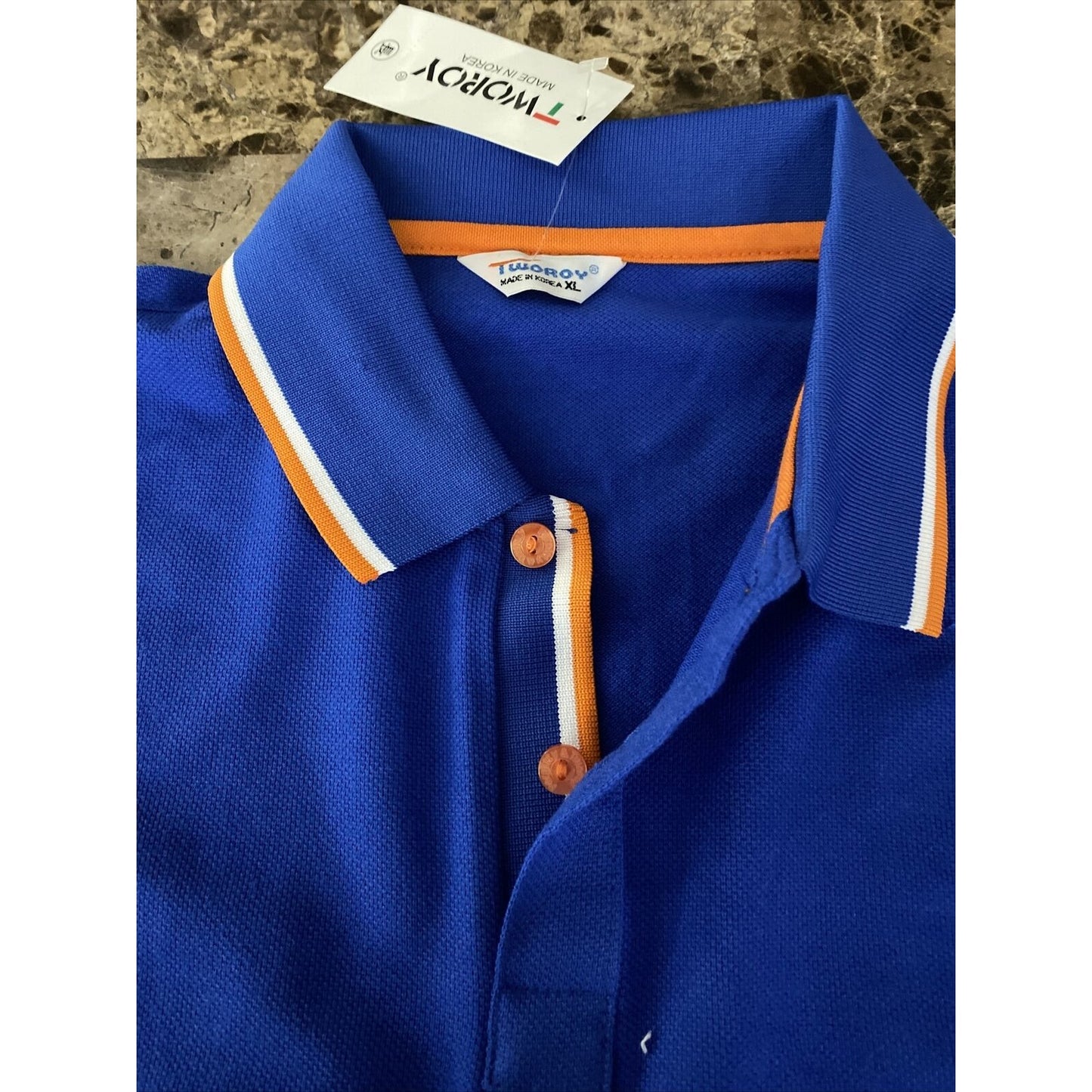 Tworoy Korea Men’s XL (Asian Size) Royal Blue Cotton Long Sleeves Polo Shirt NWT