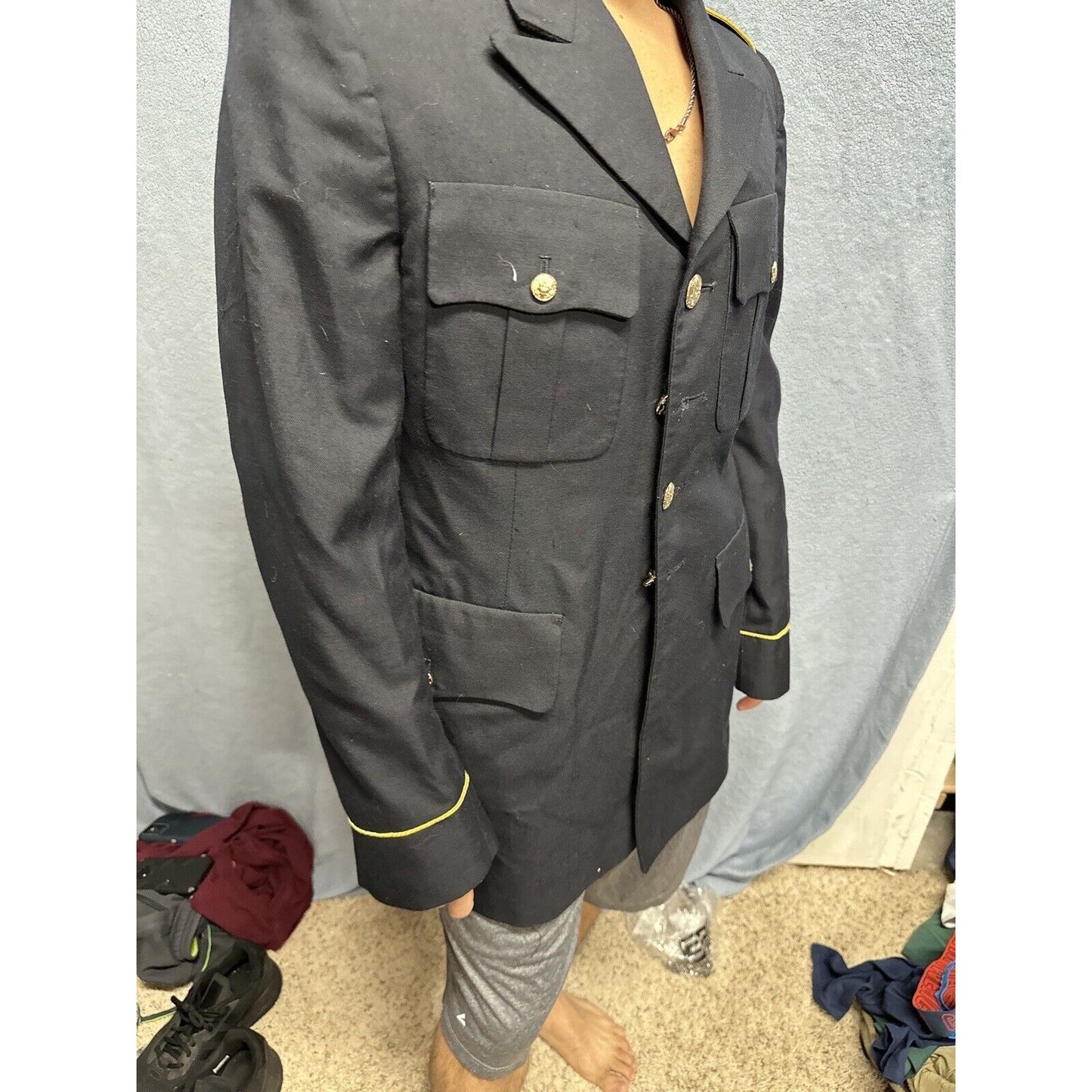 Men’s Army Coat Army Blue 450 Poly Wool 38L C Uniform Coat Top