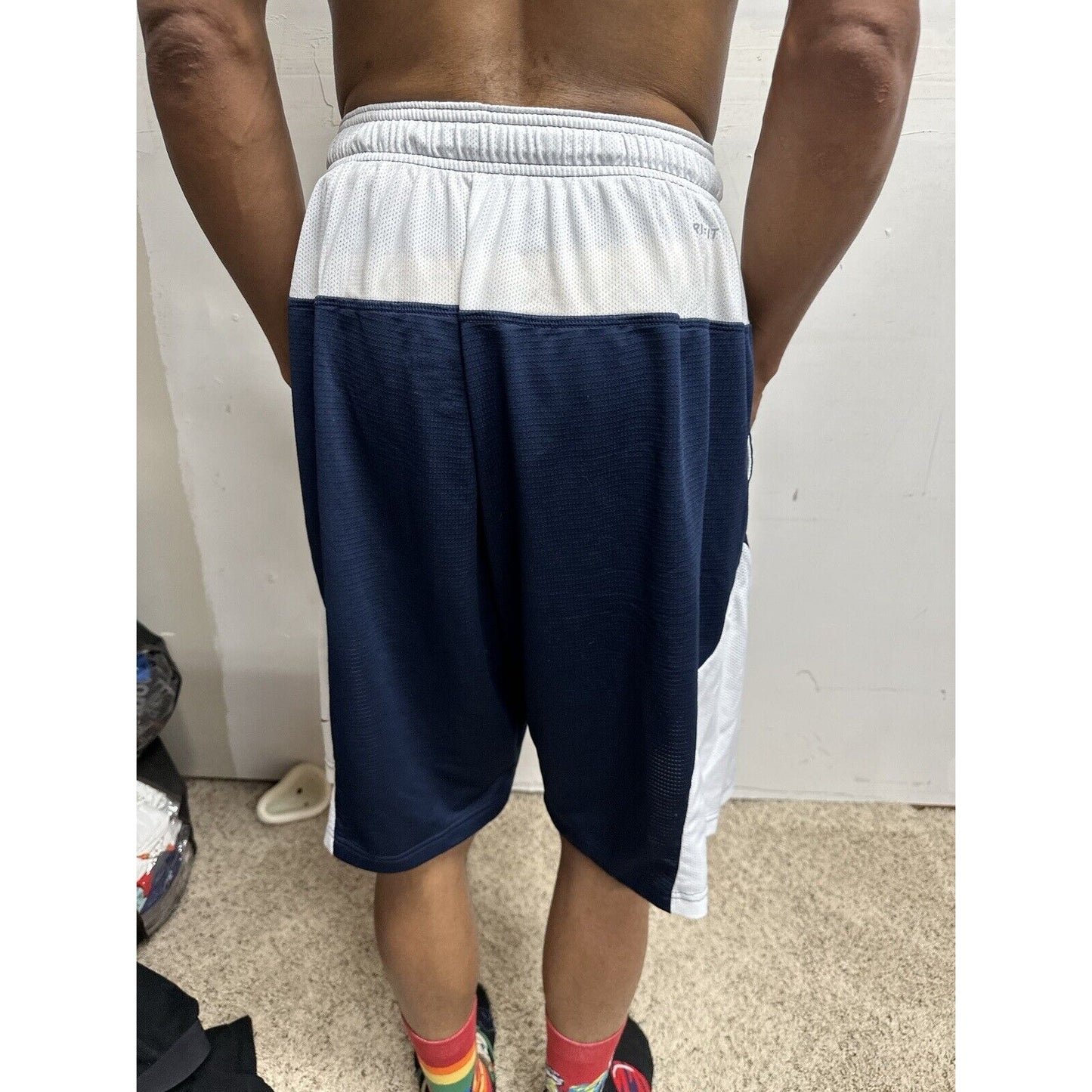 Men’s Nike Dri Fit Large Athletic Shorts Dri-fit Blue White With Pockets