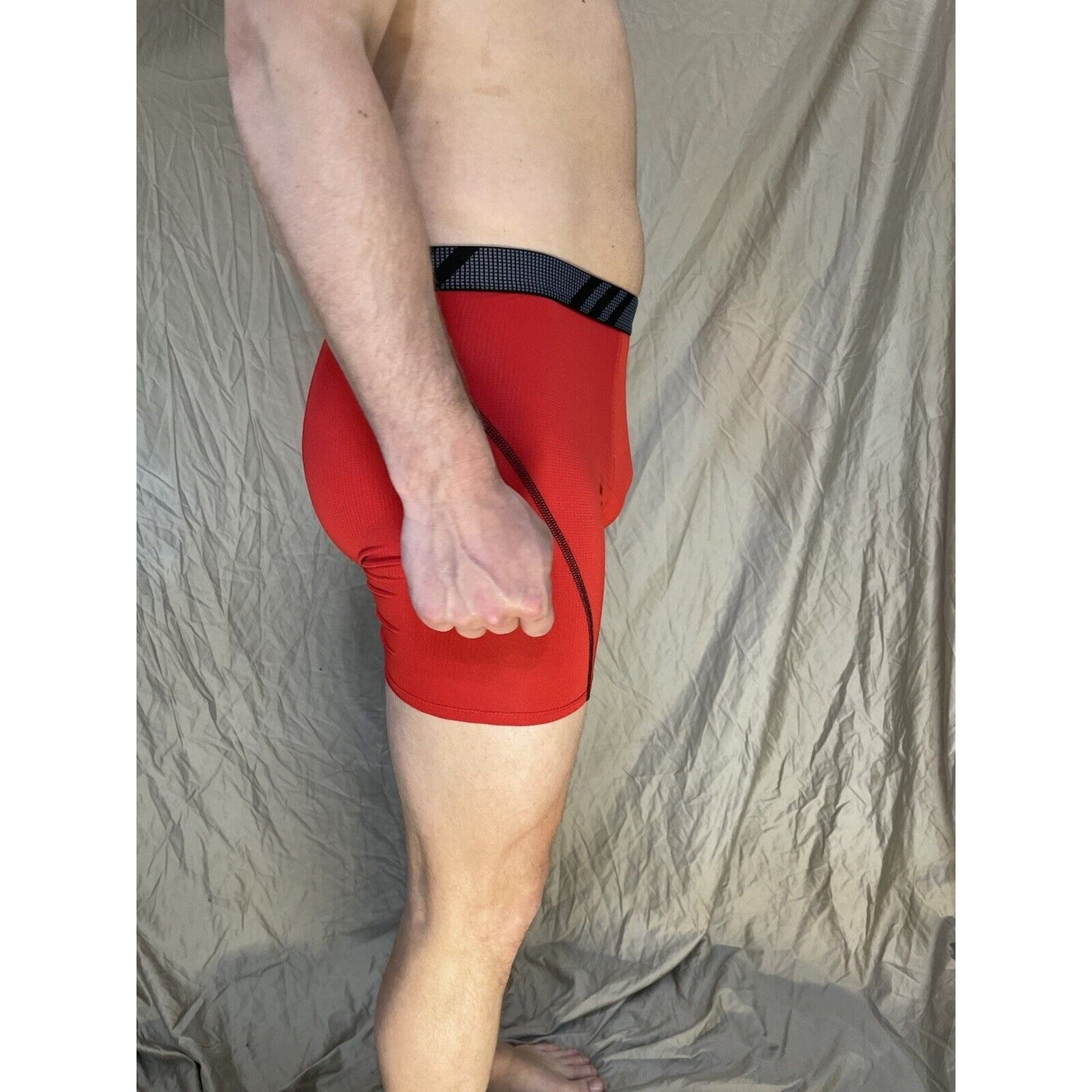 men's red adidas aeroready compression boxer brief Medium
