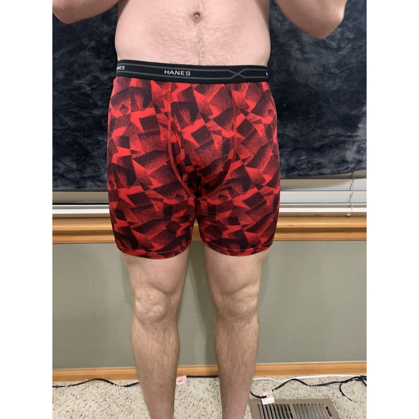 Hanes Men's X-Temp Comfort Cool Boxer Briefs, Red/Black Moisture Wicking Large