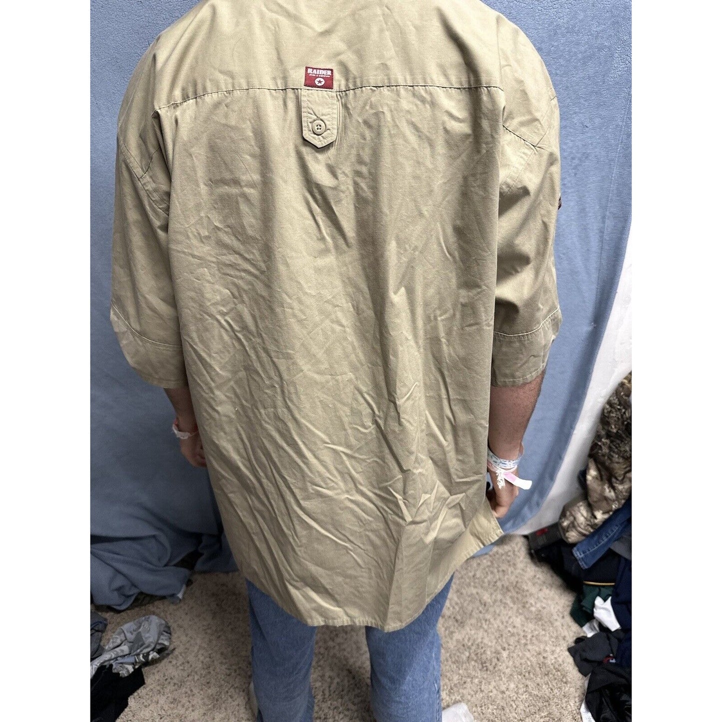 Men’s Khaki Raider Jean Company Large Short Sleeve Button Up Shirt
