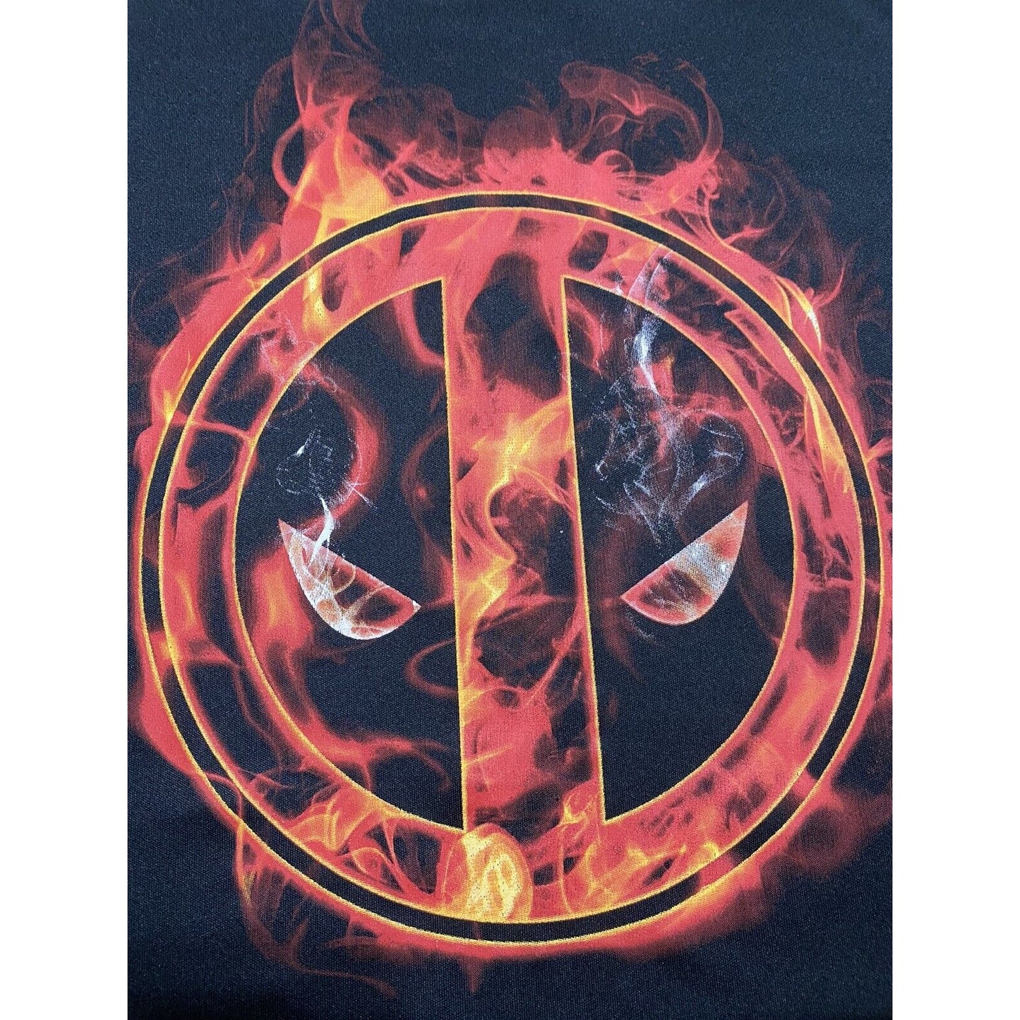MARVEL Deadpool on Fire Black and Red Men’s Large Polyester T-Shirt