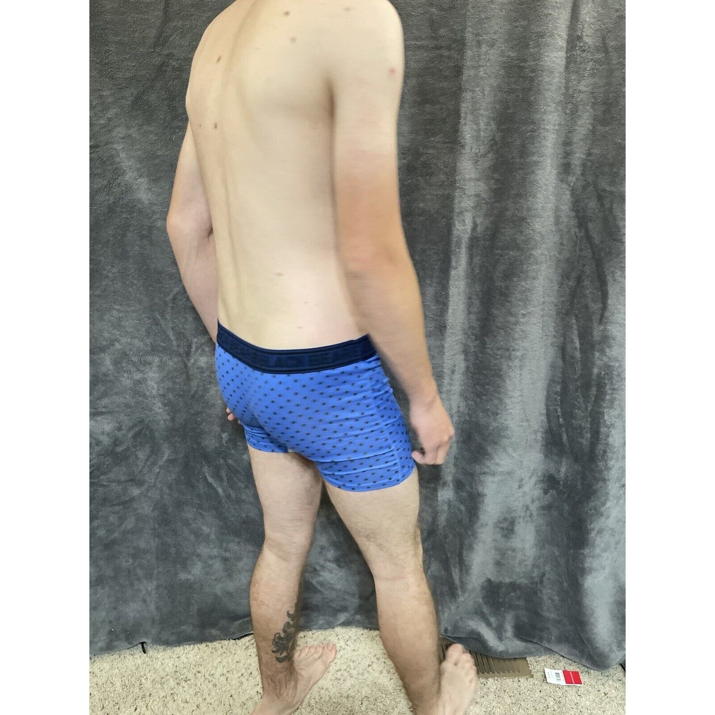 men's medium athletic trunk style black bear boxer brief Blue Polka Dots