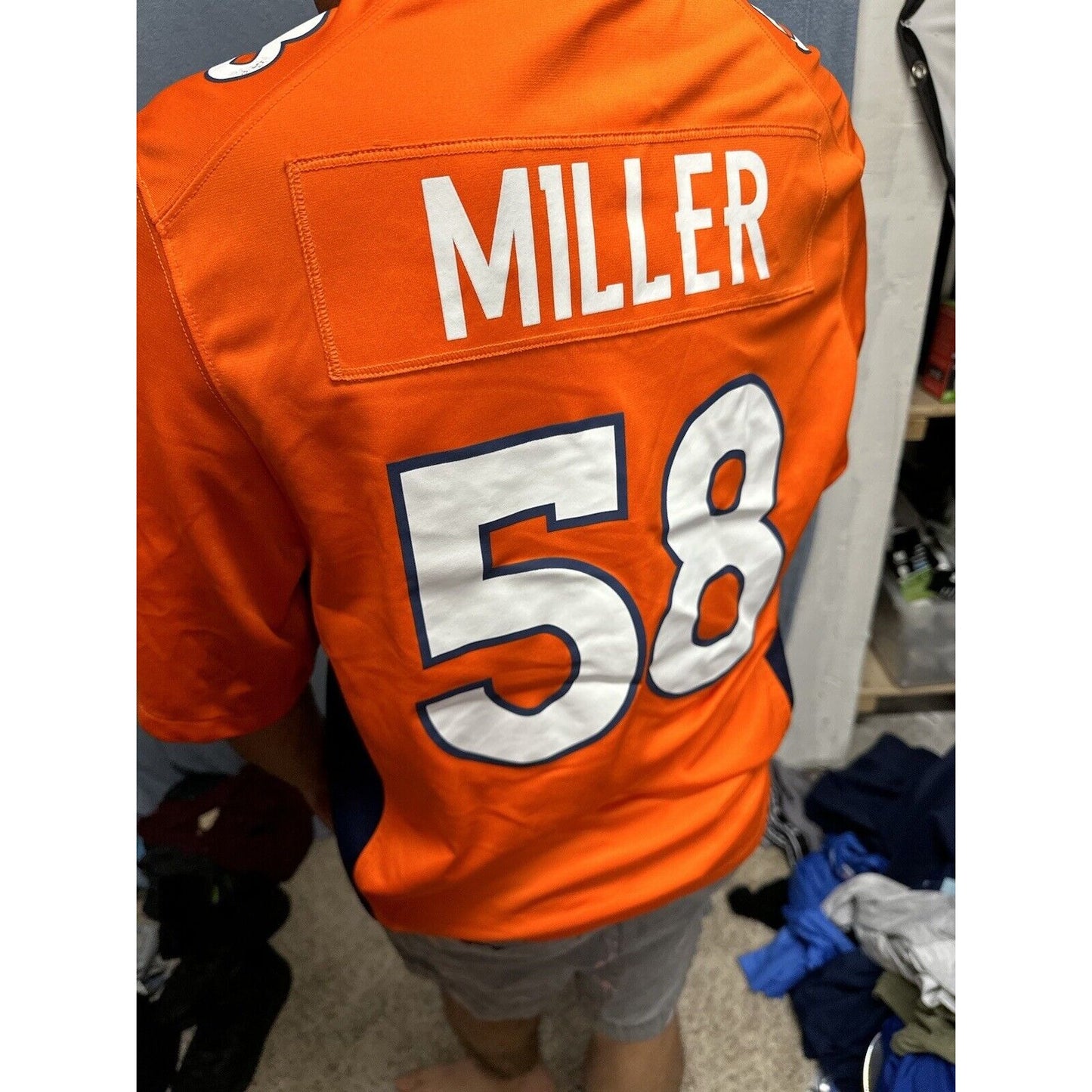 Men’s Denver Broncos Orange NFL Medium On Field Nike Football Jersey #58 Miller