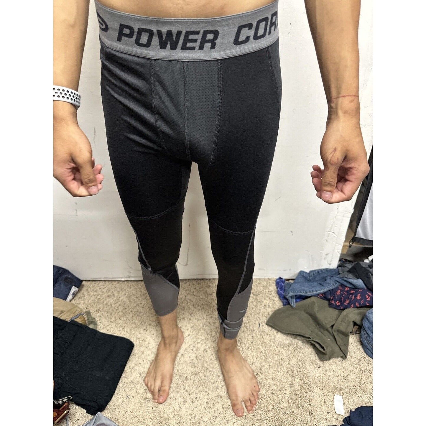 Men’s Champion Duo Dry Medium Black Gray Base Layer Leggings
