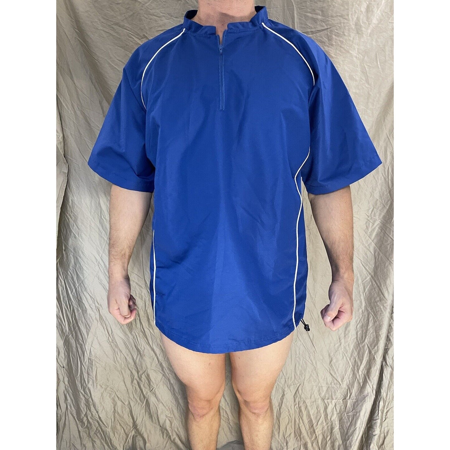 men's blue rawlings large 1/4 zip pullover windbreaker