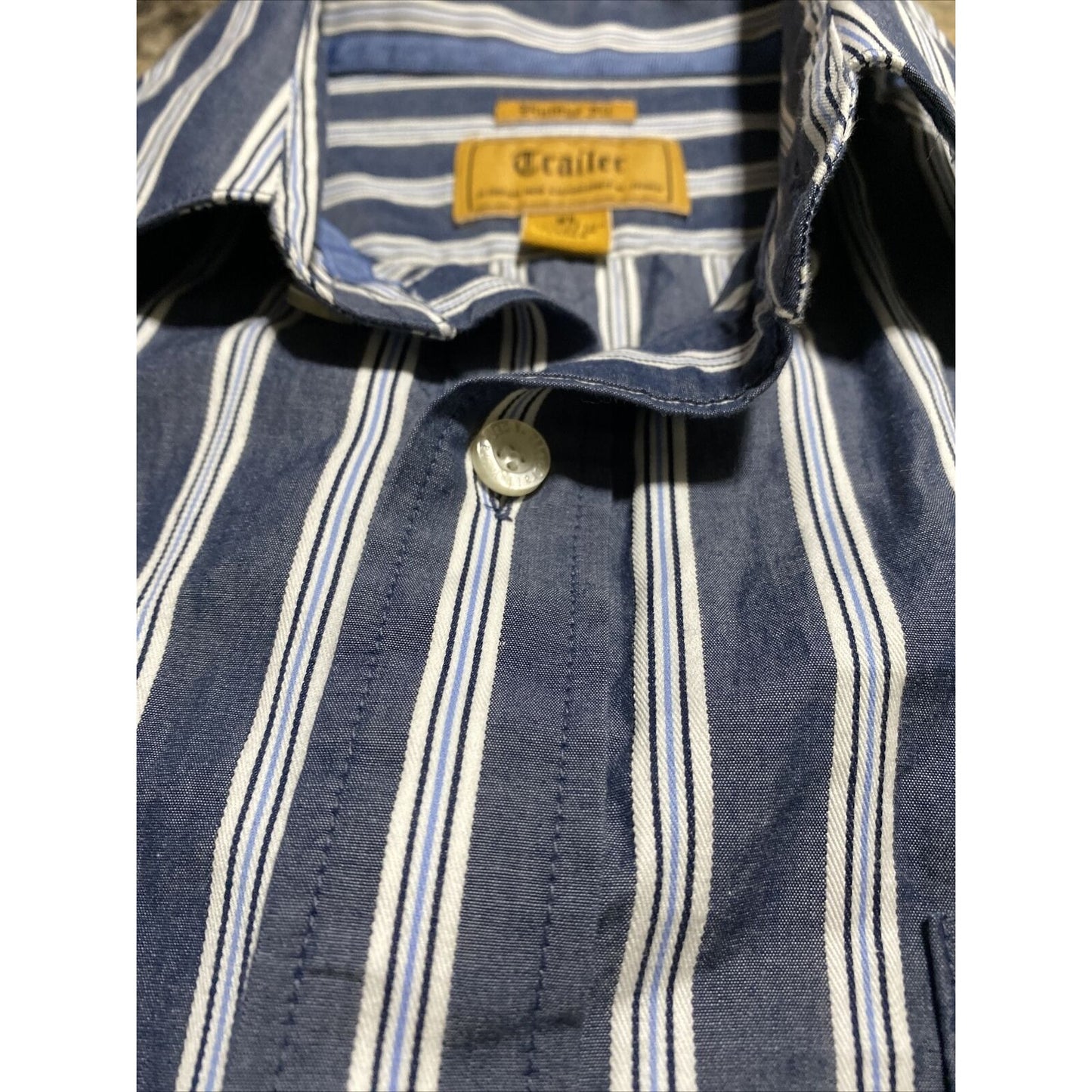 Trailer Vintage Fit Men’s XL Blue Gray Stripes Button-down Long Sleeves Shirt