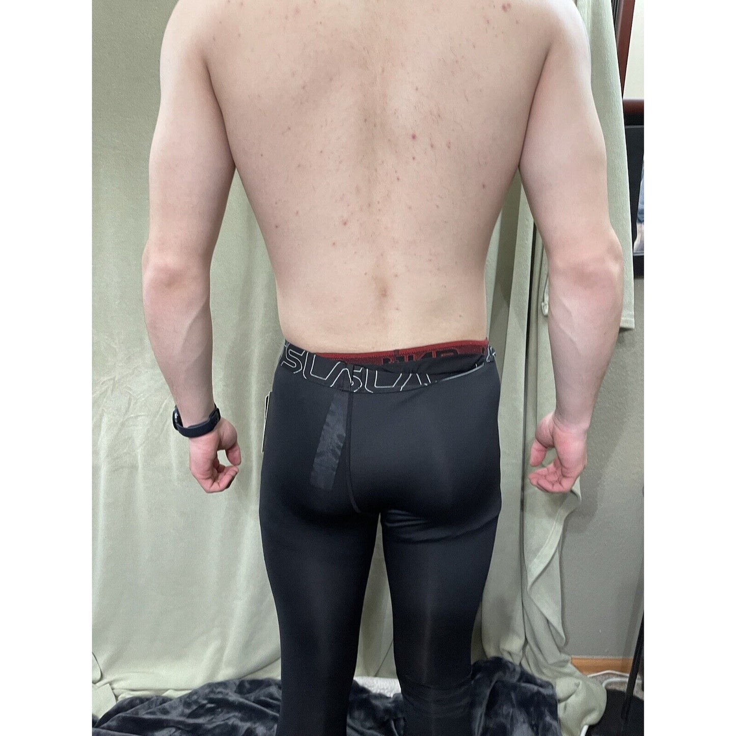 TSLA Men’s Medium Black Running Workout Base Layer Pants Compression