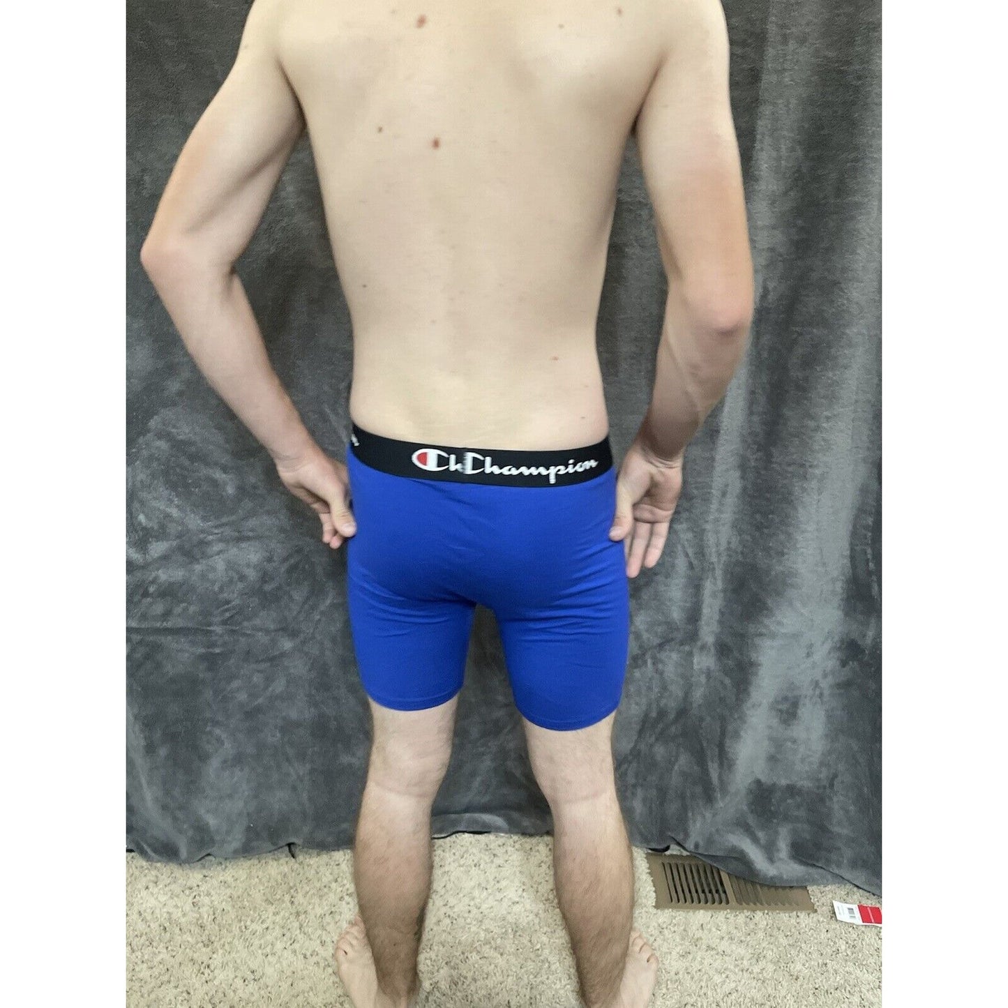 men's medium royal blue champion boxer brief 5% spandex