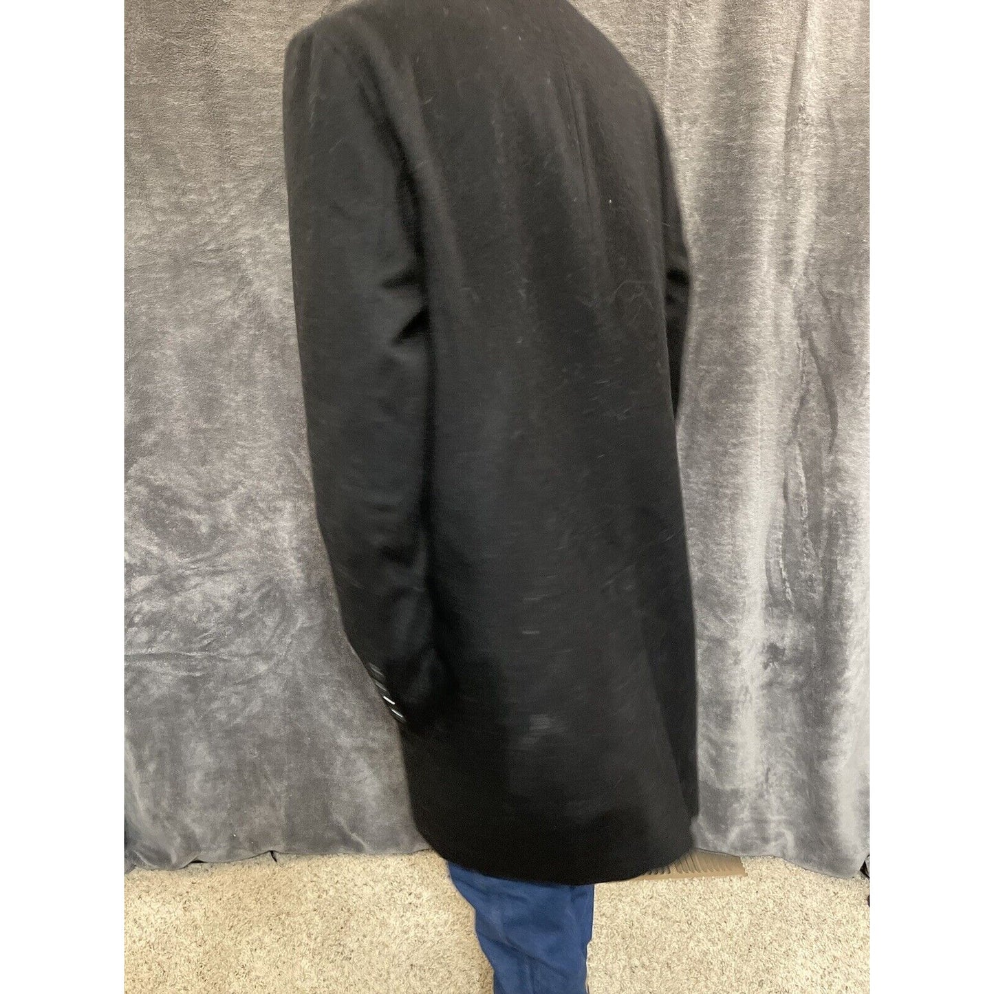 men's large guess jacket overcoat wool poly blend Black