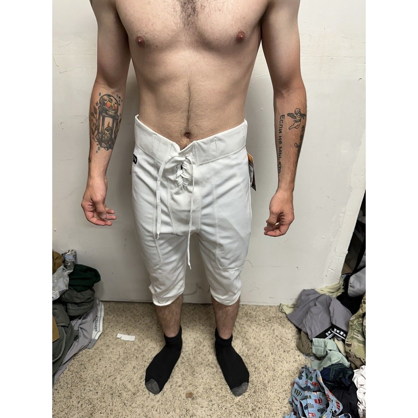 Men’s White Wilson Football Pants Large
