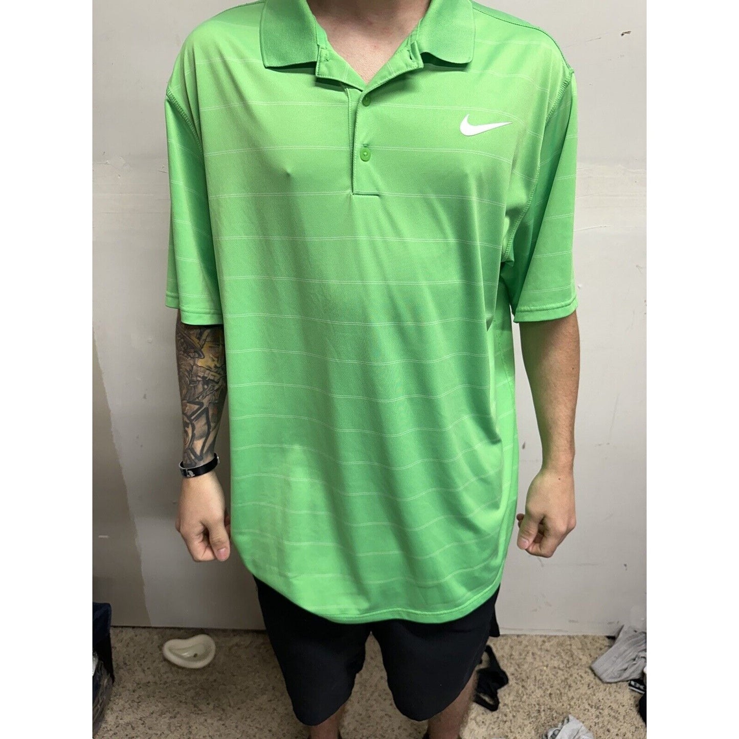 Men’s Lime Green Dri-fit Nike Polo Shirt Large