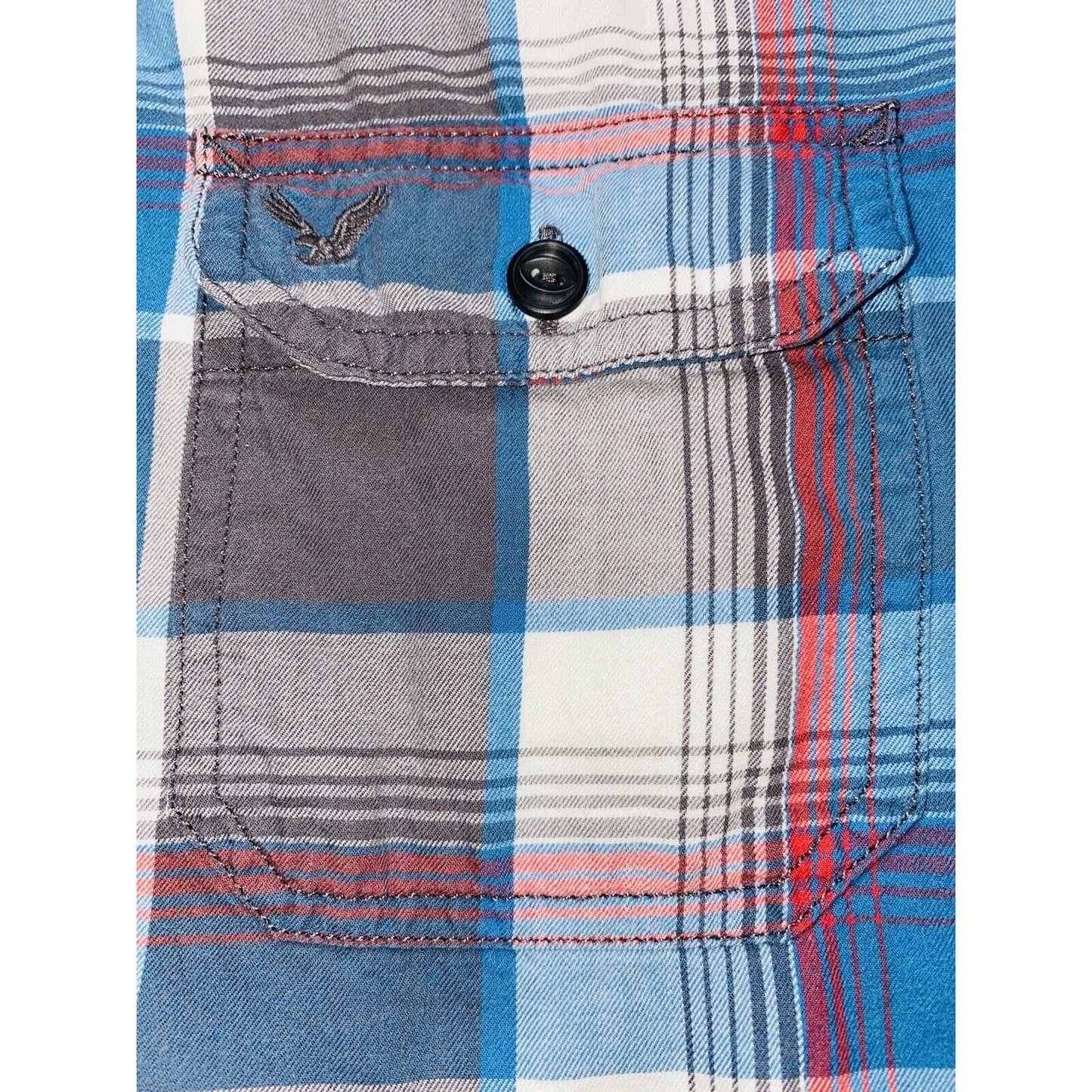 American Eagle Outfitters Blue Plaid Button-down Long Sleeve Sz S/P