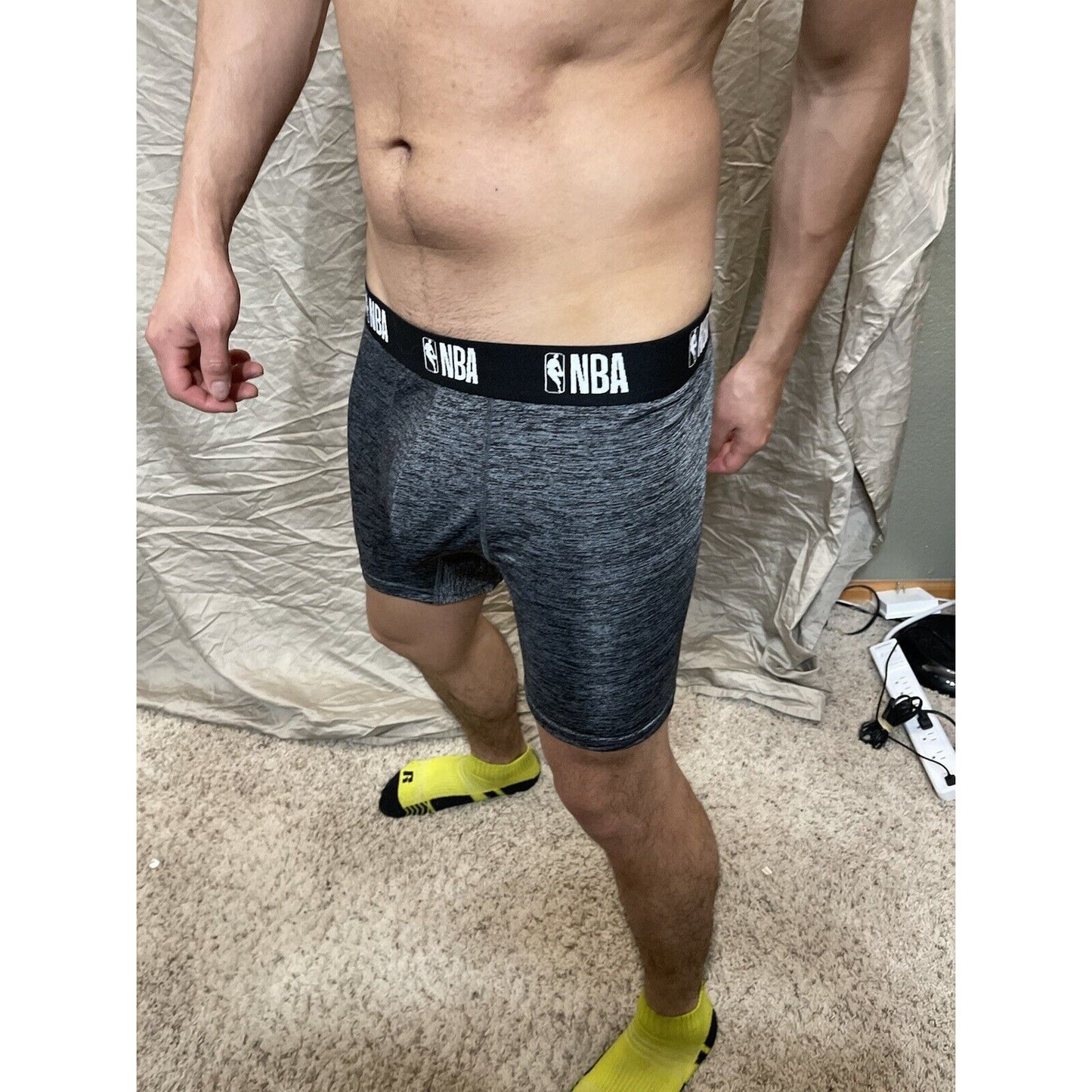 men's NBA gray polyester spandex compression shorts XL New And Unworn