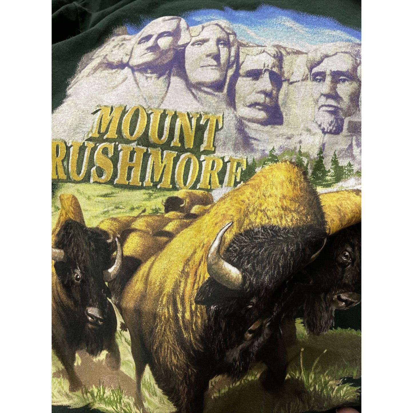 Mount Rushmore Fred Harvey Trading Company Green T-Shirt Size Small