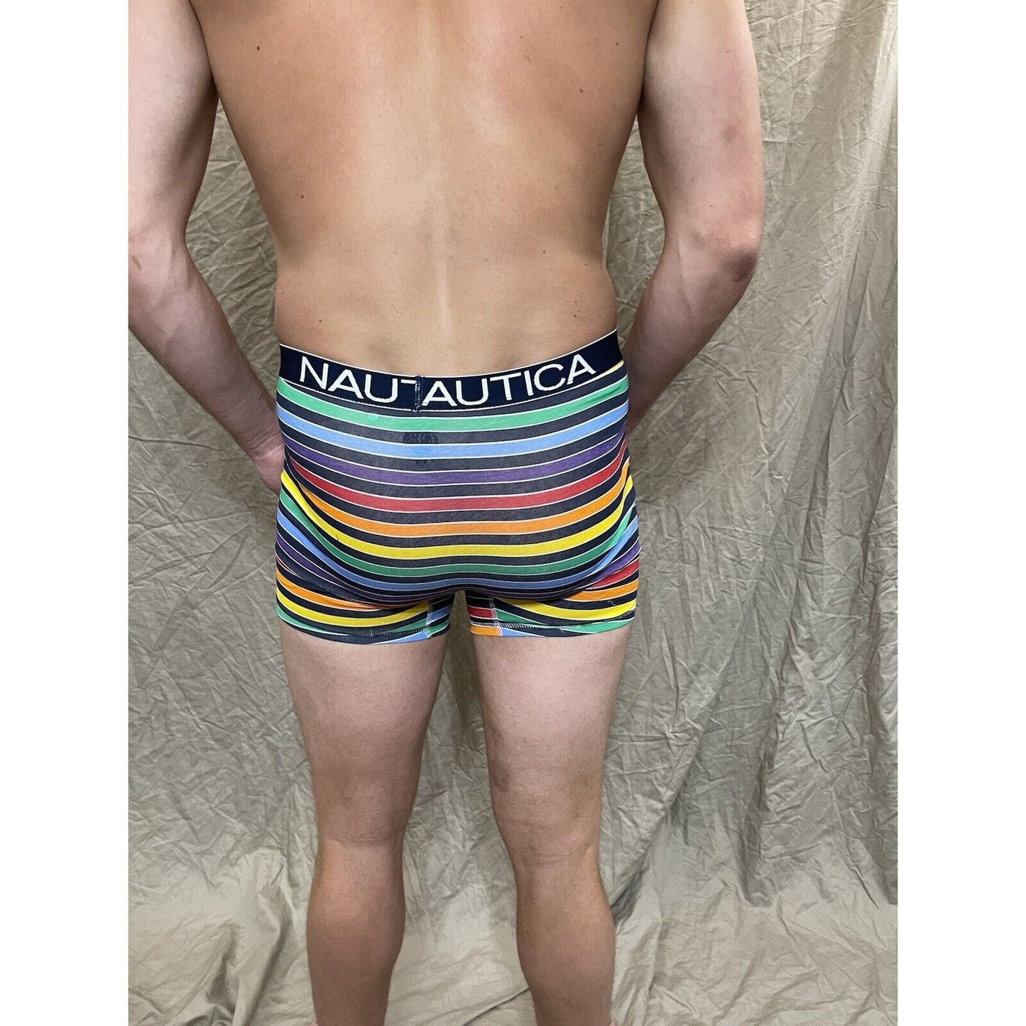 men's Rainbow Pride nautica 5% spandex boxer brief Blue Extra Large