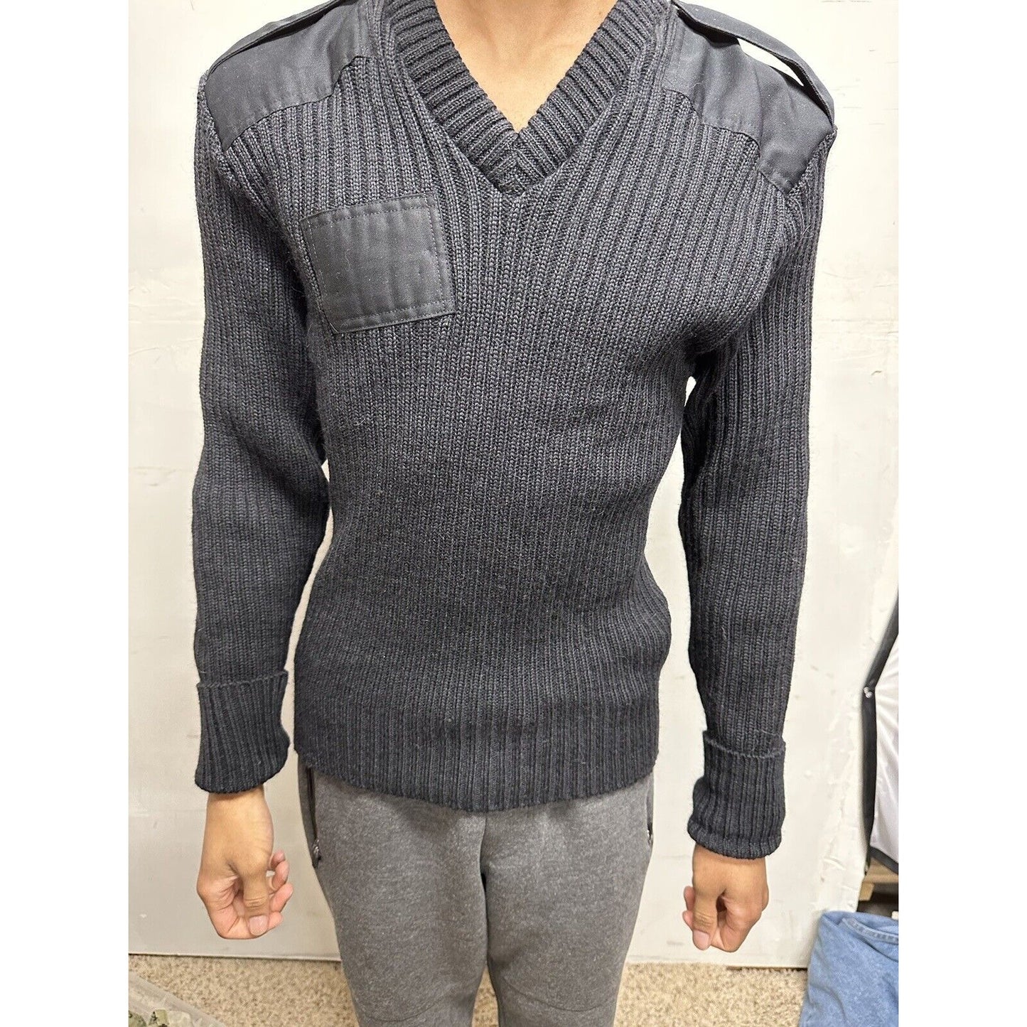 Citadel Mens Military Virgin Wool Pullover Sweater Great Britain Black Size 42