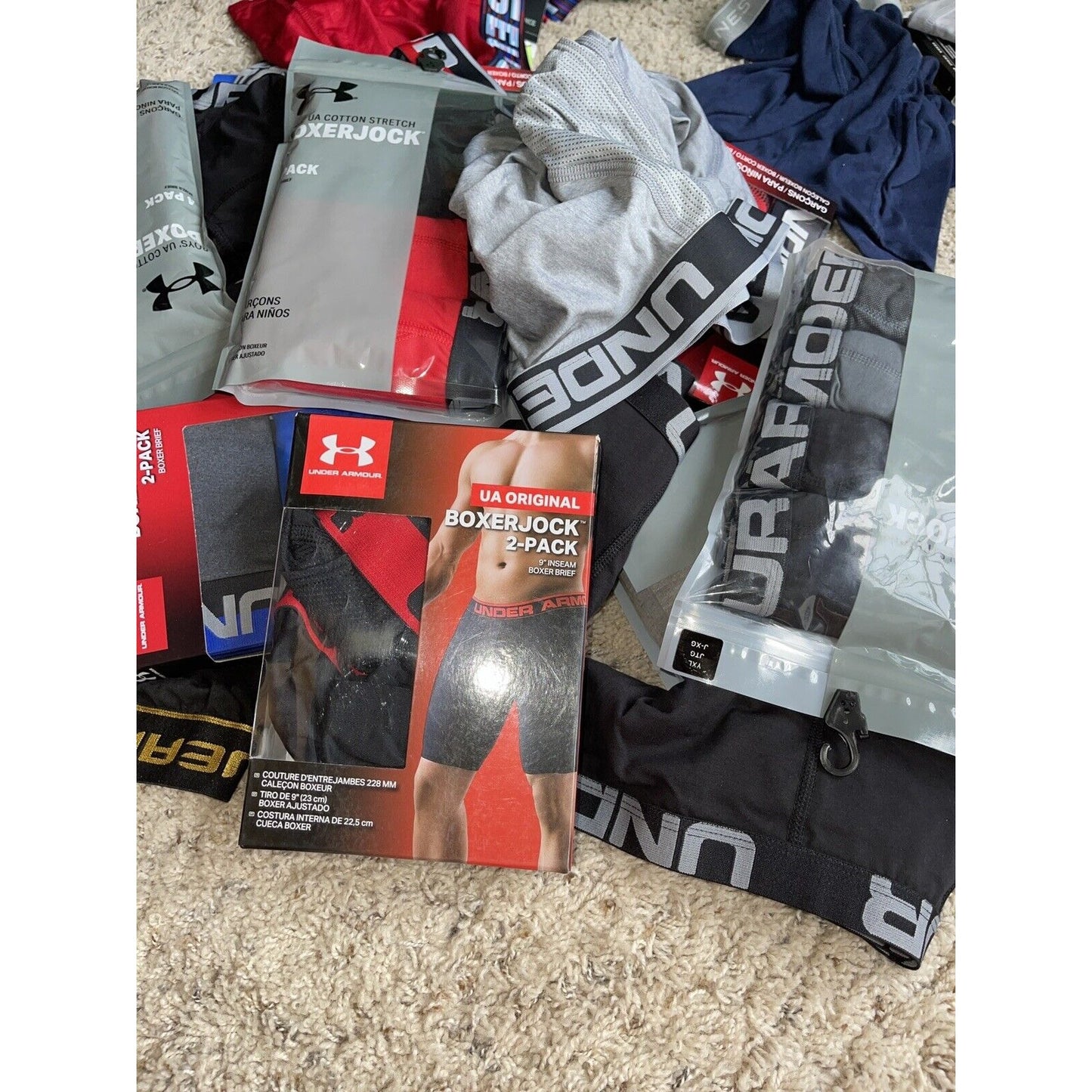 boys youth xl under armour boxerjock Gray with black and Blue band