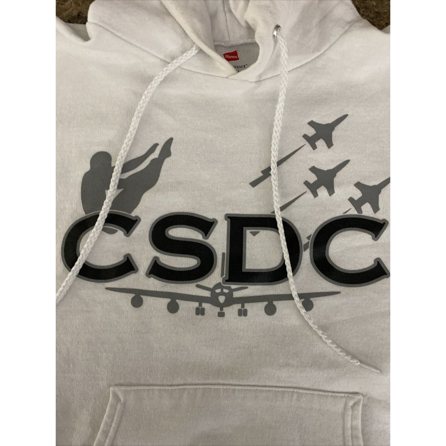 Hanes Ecosmart Men’s Small CSDC White Cotton-blend Hoodie Sweatshirt