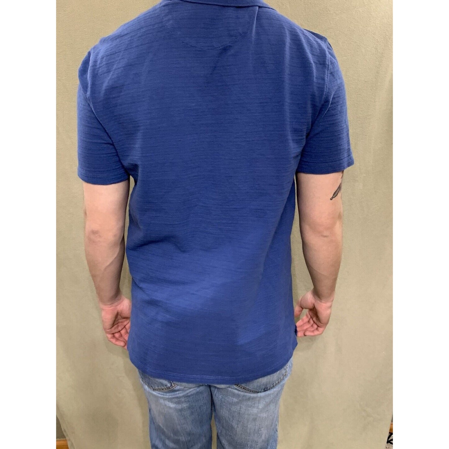 Calvin Klein Men Polo Shirt Blue Size Medium Knit Stretch