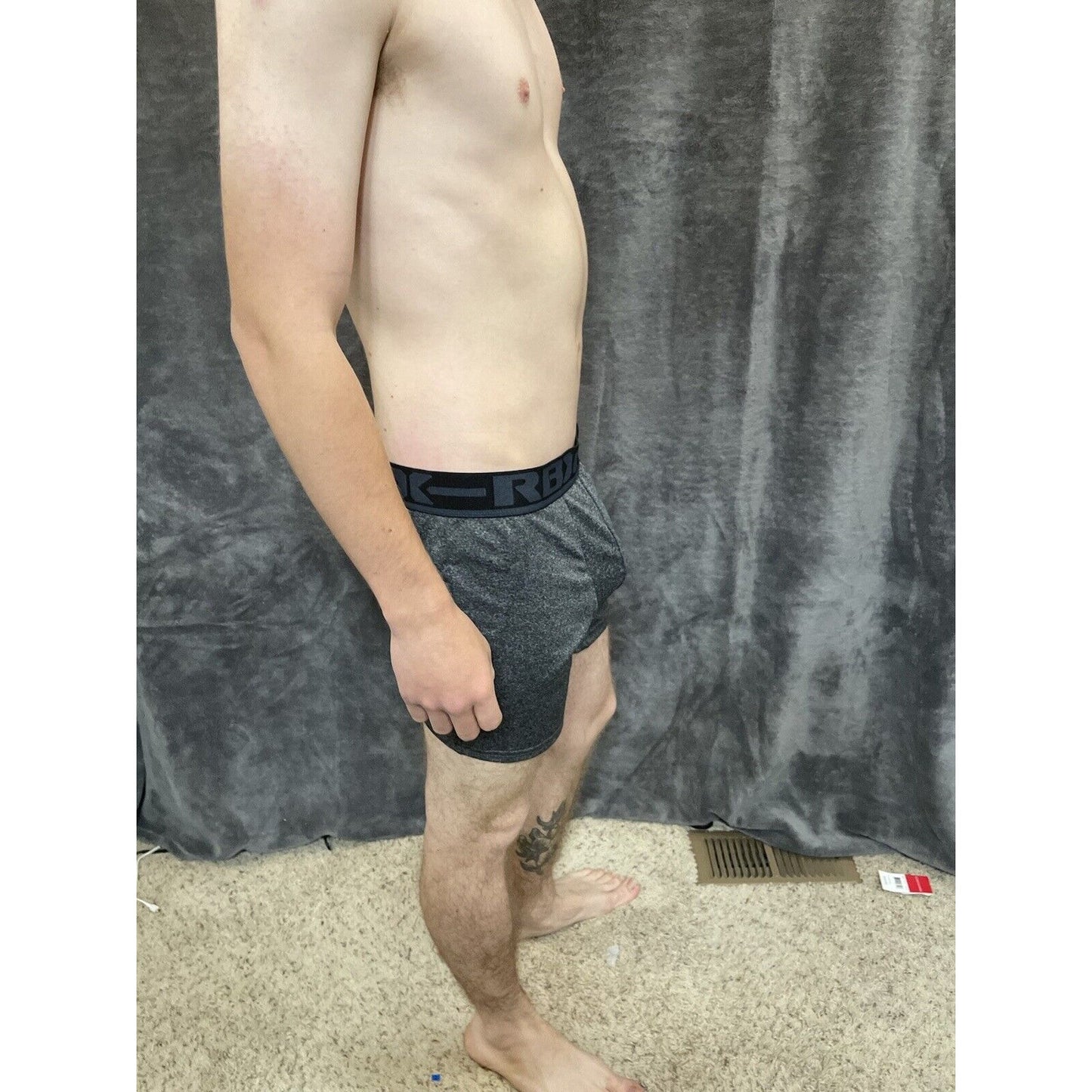 men's rbx Gray black Band large 10% spandex compression boxer briefs