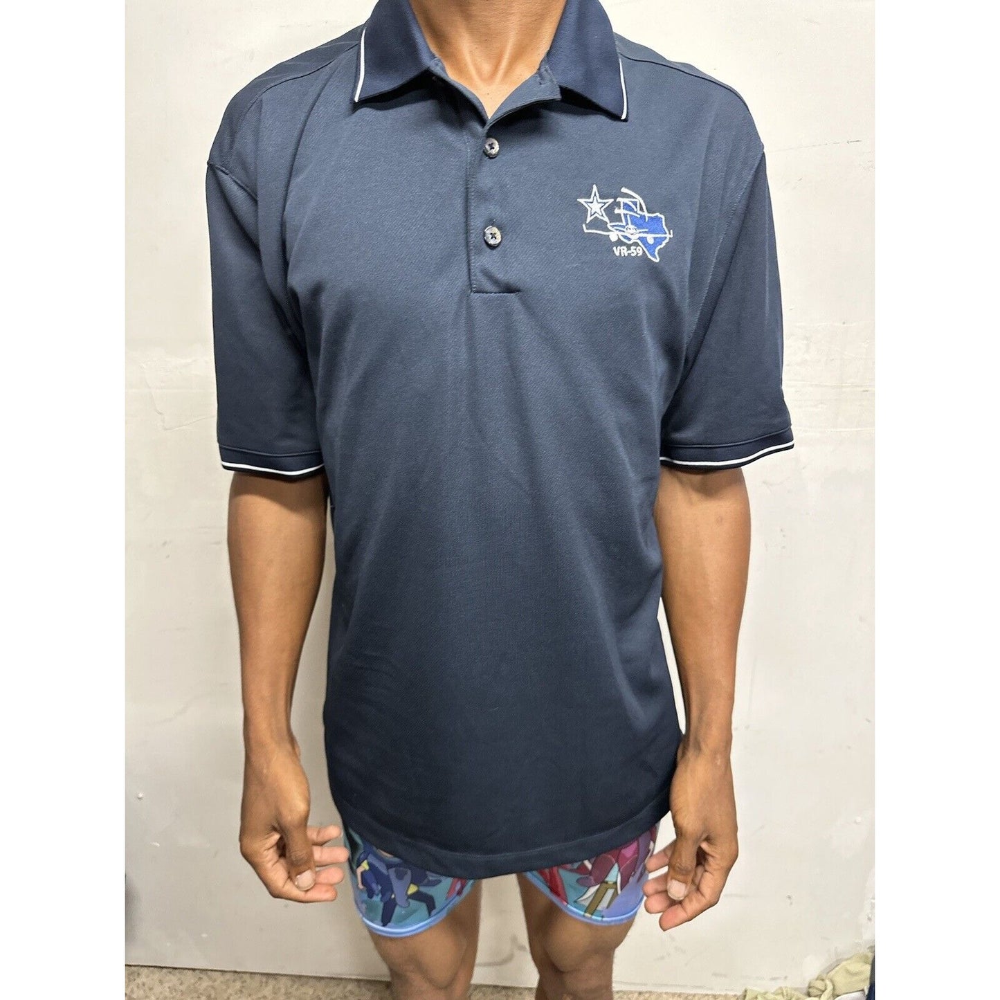Men’s Dark Blue Nike Golf Large Polo Shirt VR-59 Texas Flying Plane