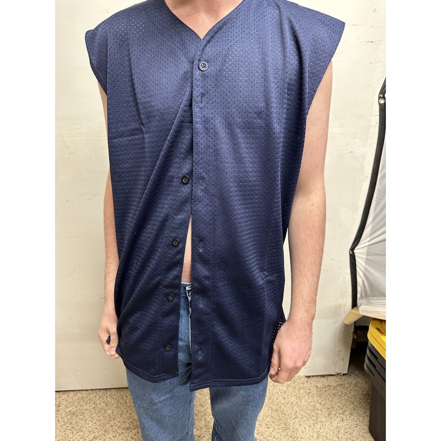 men’s team jersey dark blue team basics large button up