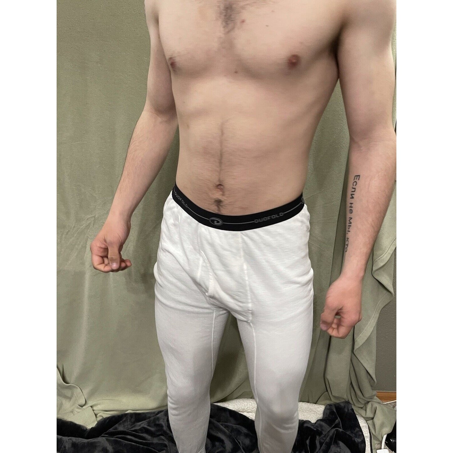 Duofold Men's Base Weight First Layer Bottom, White, Large Thermals Pants