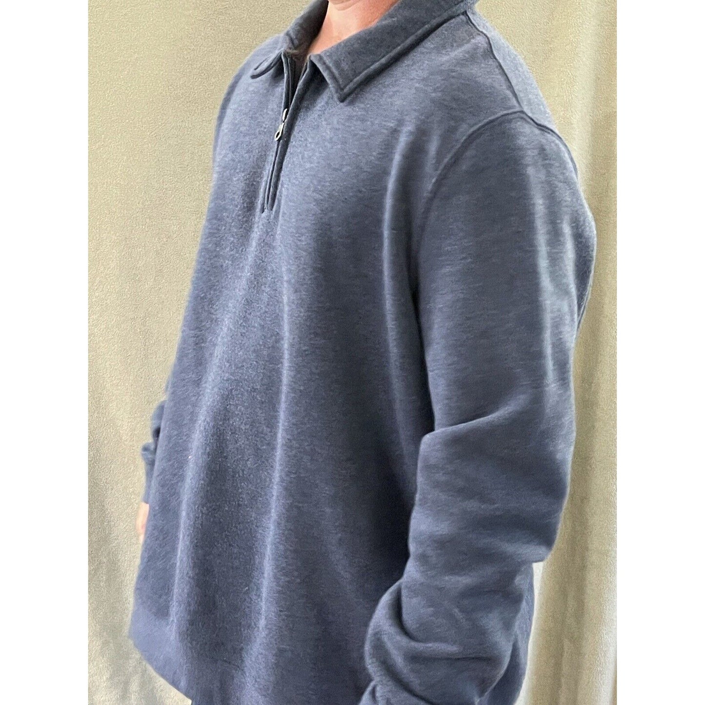 Croft & Barrow Quarter Zip Sweatshirt Men's Size 2XL XXL Slate blue Cotton Blend