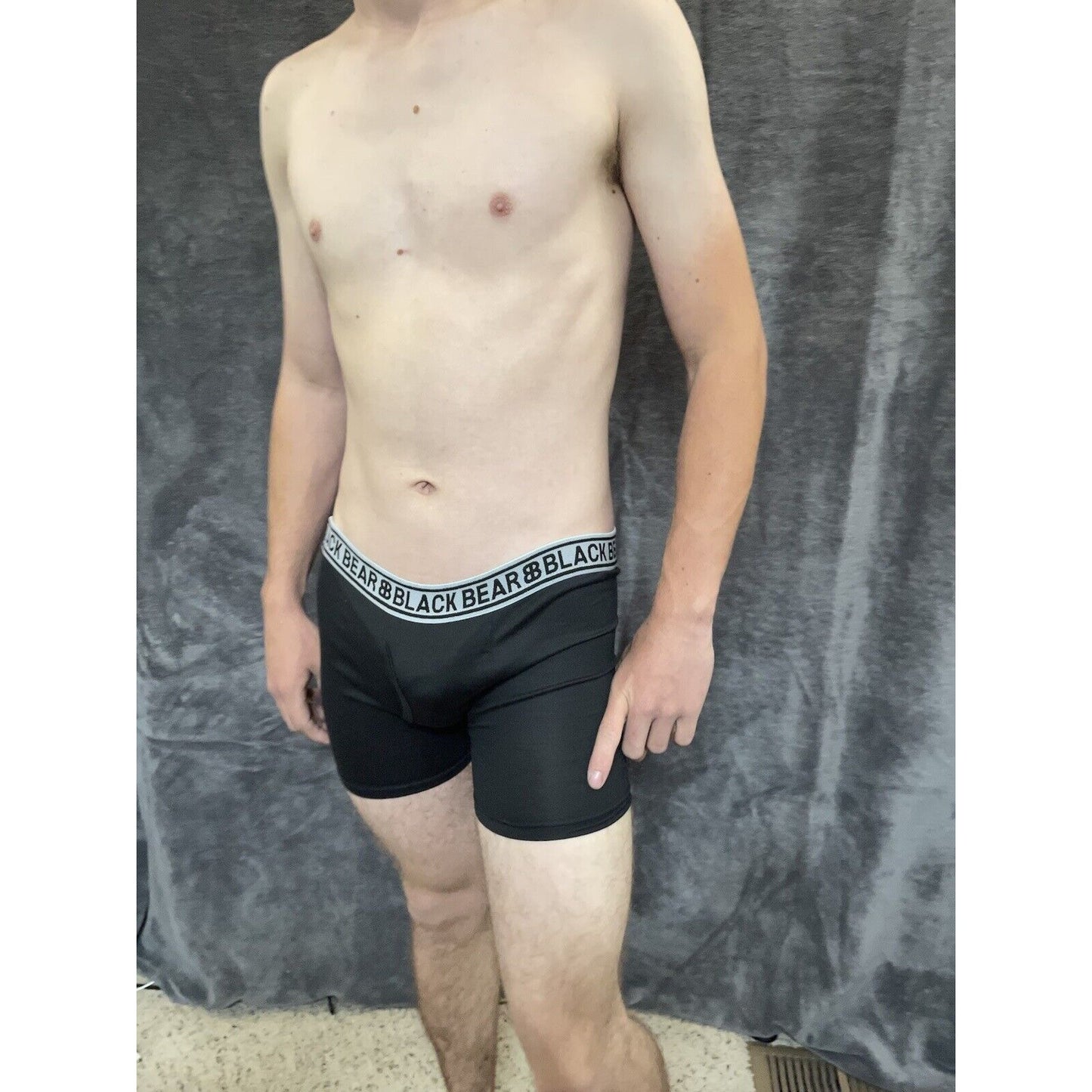 men's medium athletic trunk style black bear boxer brief Black