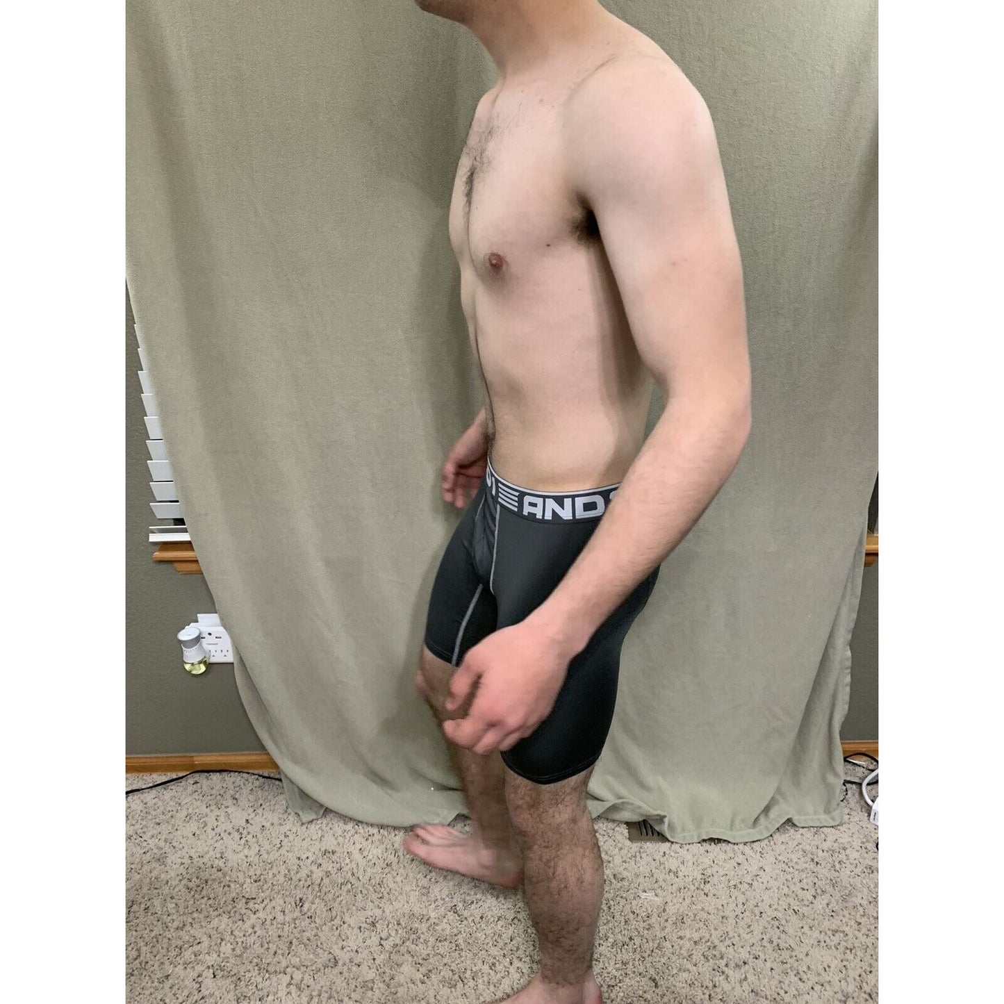 Men’s Gray With White Band Medium AND1 Compression Performance Boxer Briefs