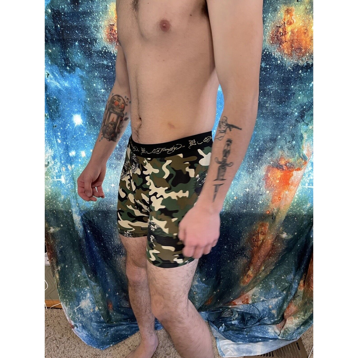 men's ed hardy camo tiger compression shorts medium New Unworn