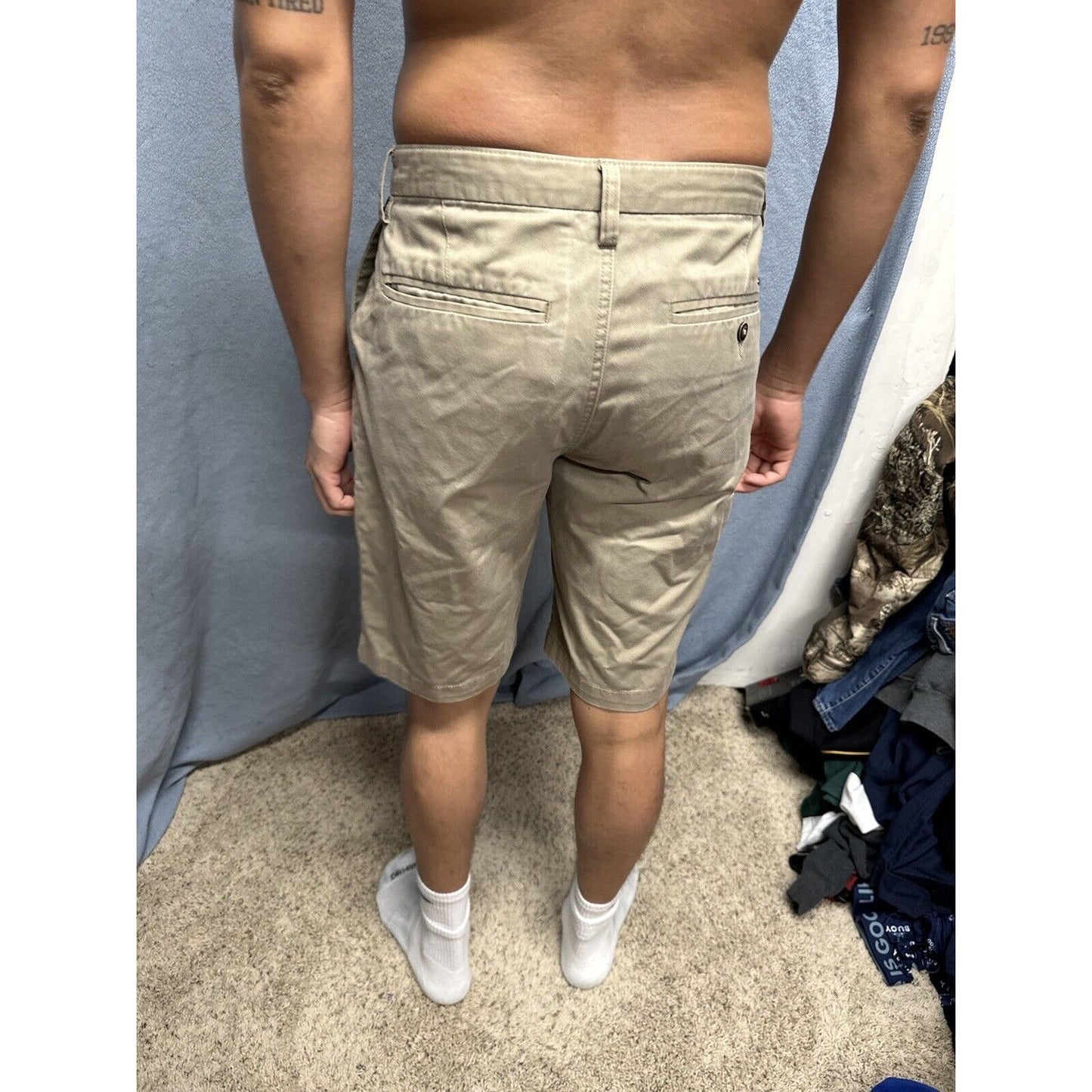 MENS BILLABONG Tan Beige Khaki CARTER STRETCH Flat Front Chino Shorts 31