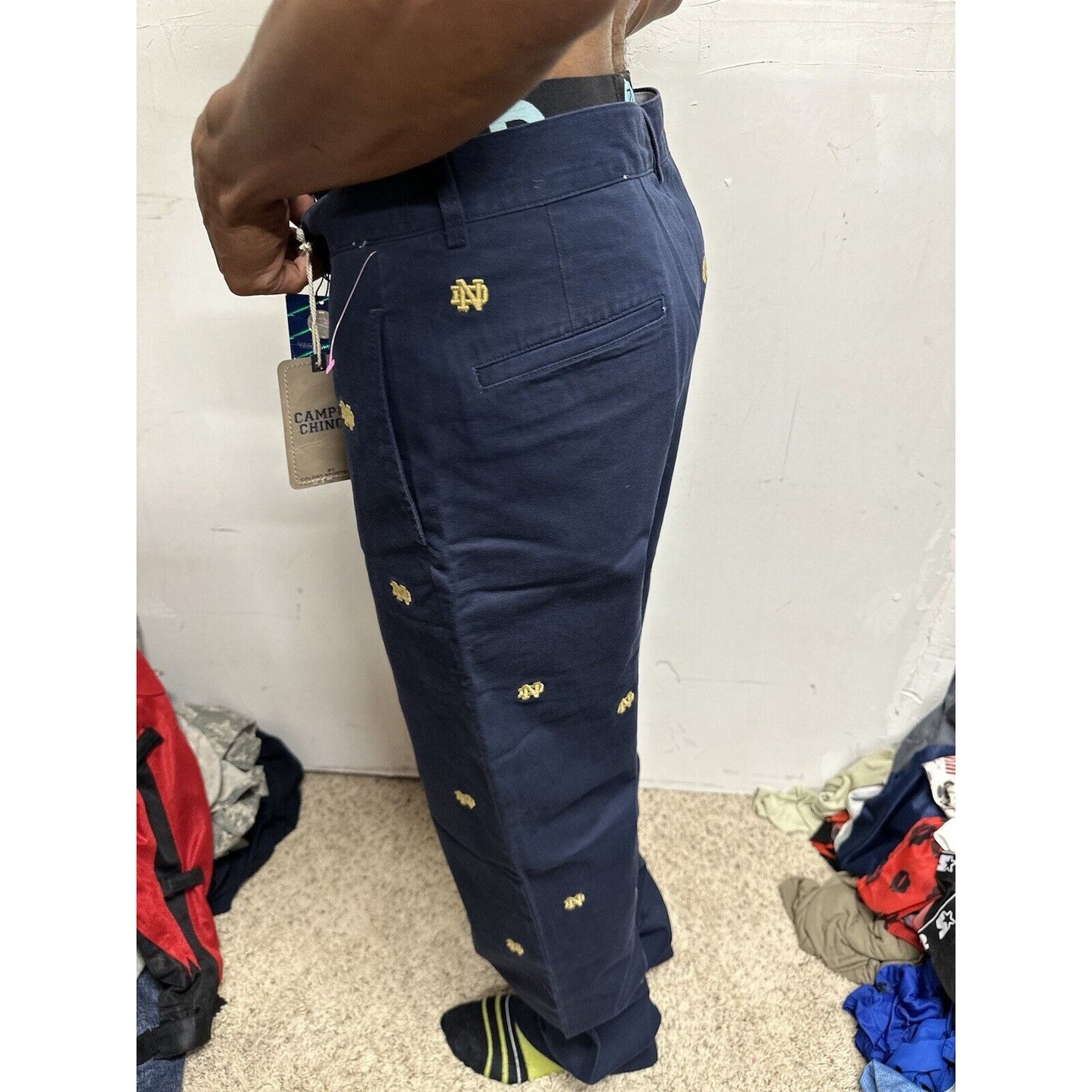 Men’s Notre Dame Size 32 Campus Chinos Pants Navy Blue