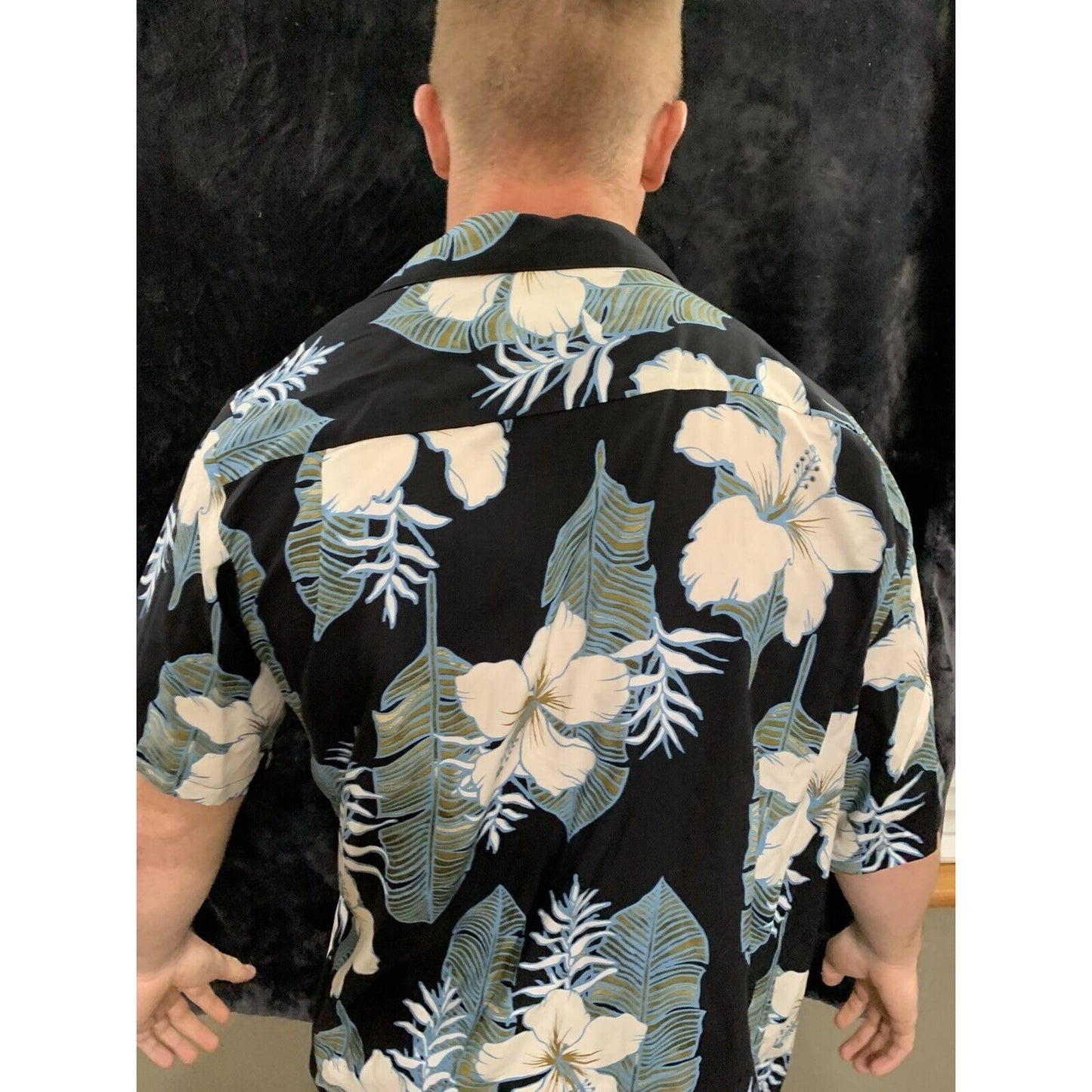 HO ALOHA, USA, Men's Large Hawaiian Tropical ALOHA SHIRT, S/S, Floral Pattern