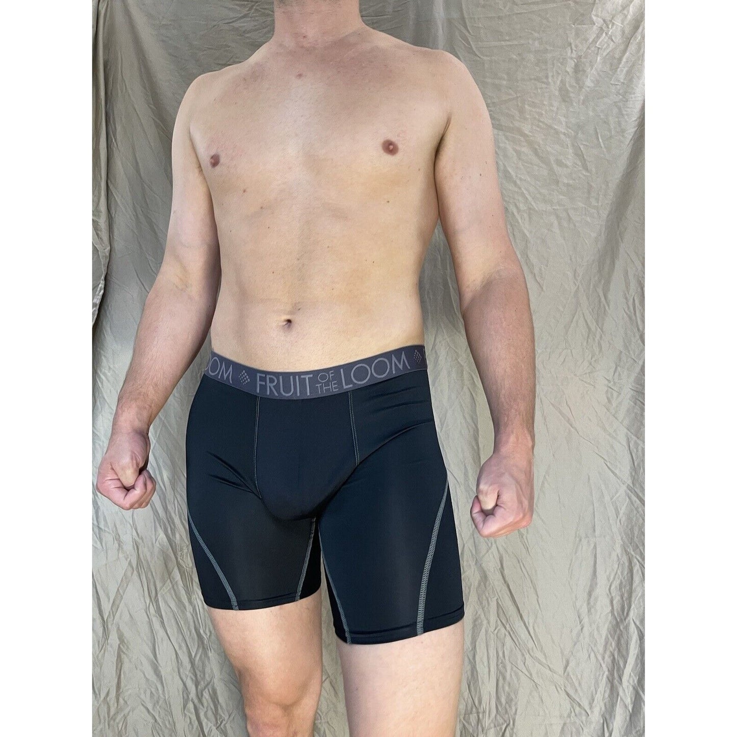 men's fruit of the loom XL compression boxer briefs breathable Black