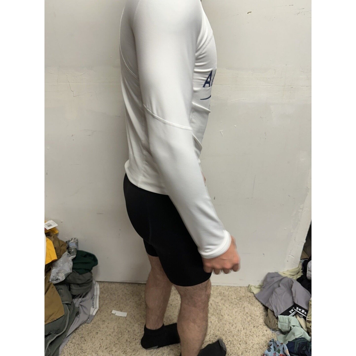 Men’s White Nike Pro Compression Hyper Warm Air Force Prep Football Shirt