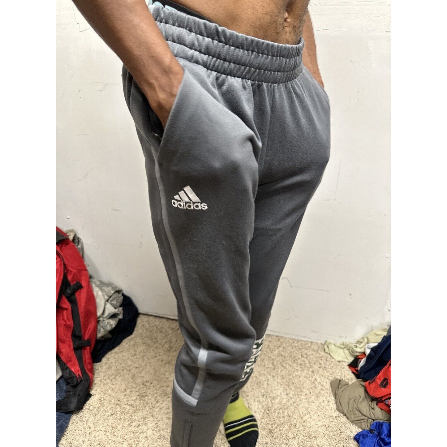 Men’s Adidas Gray Eagles Sweat Pants Fits Small Listed As Medium