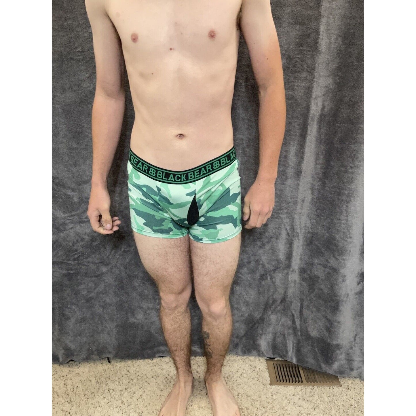 men's medium athletic trunk style black bear boxer brief Green Camo