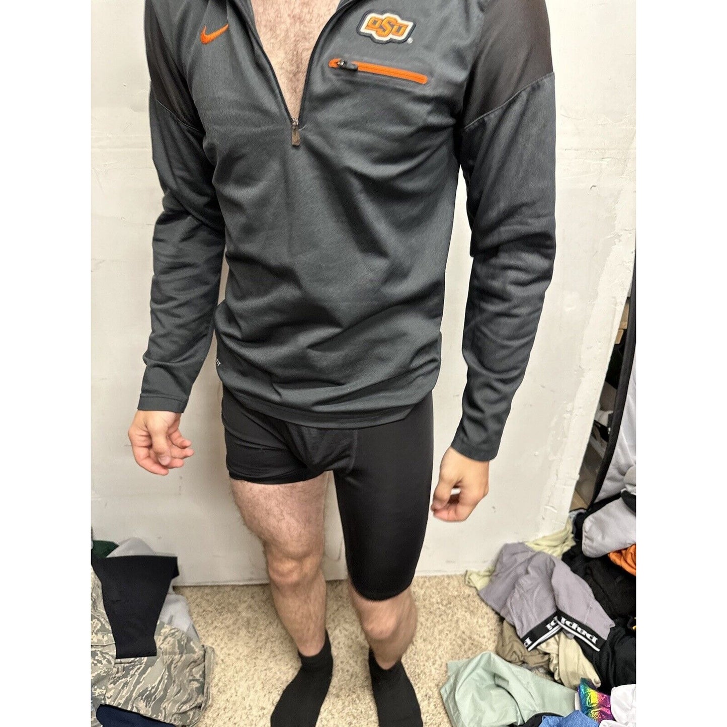 Men’s Black Oklahoma State University 1/4 Zip Pullover Nike Small Jacket